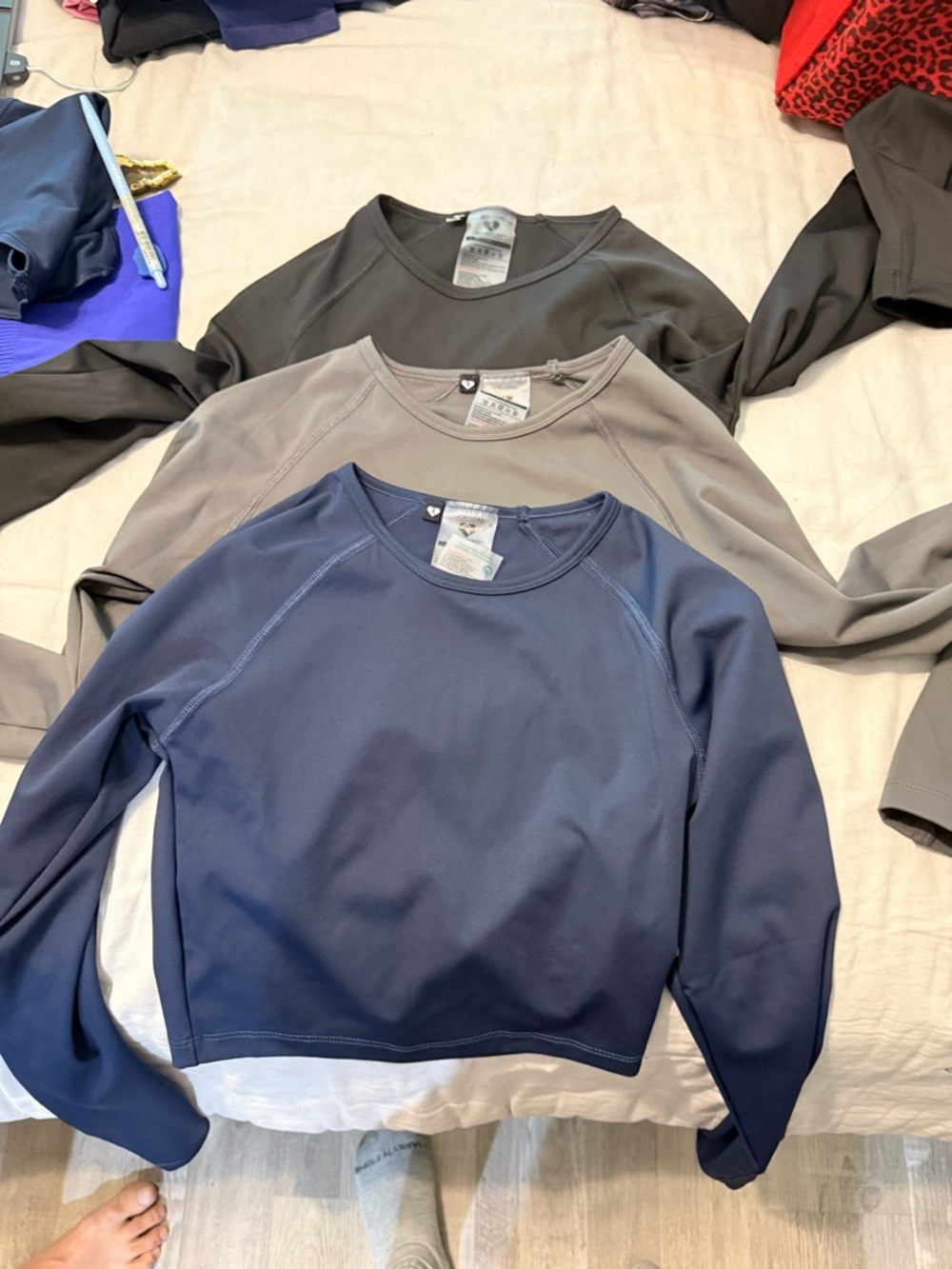 Women's Navy Long Sleeve Performance Tee